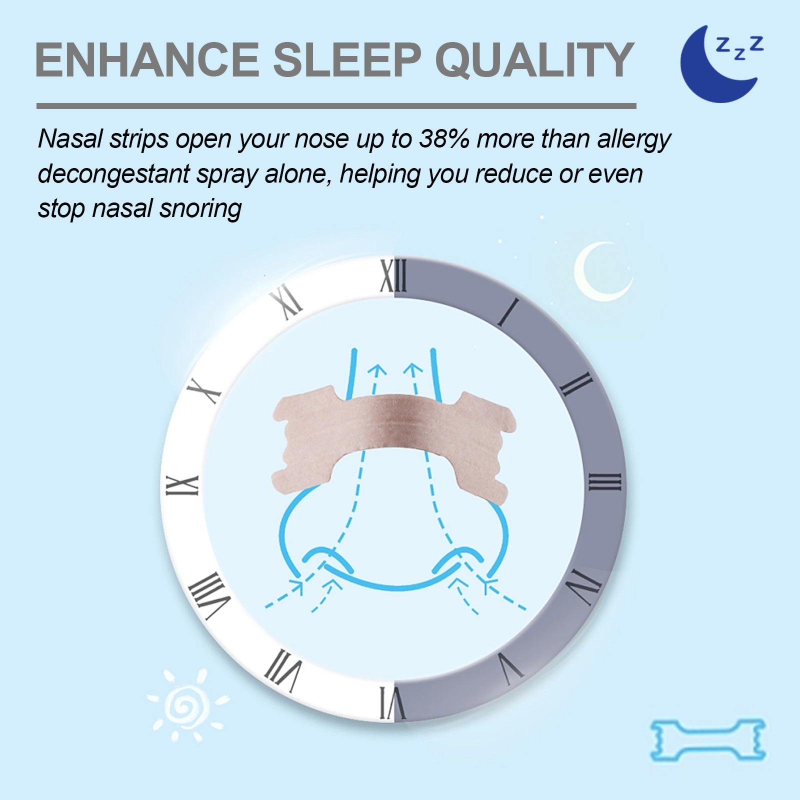 Anti-snoring Nasal Strips- Breathe Better & Sleep Deeper Instantly